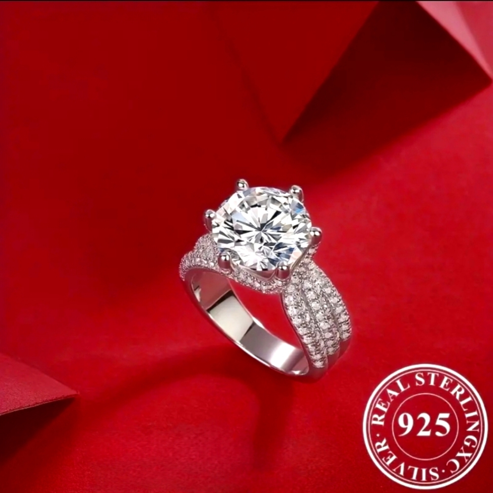 MOISSANITE 925SS | Sz 7 | 3 Carat WG Simulated Diamond w/ GRA Certification NWT - Picture 6 of 10